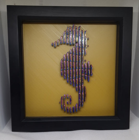Vibrant 3D Quad Colour Seahorse – Castal Shadow Box Wall Art