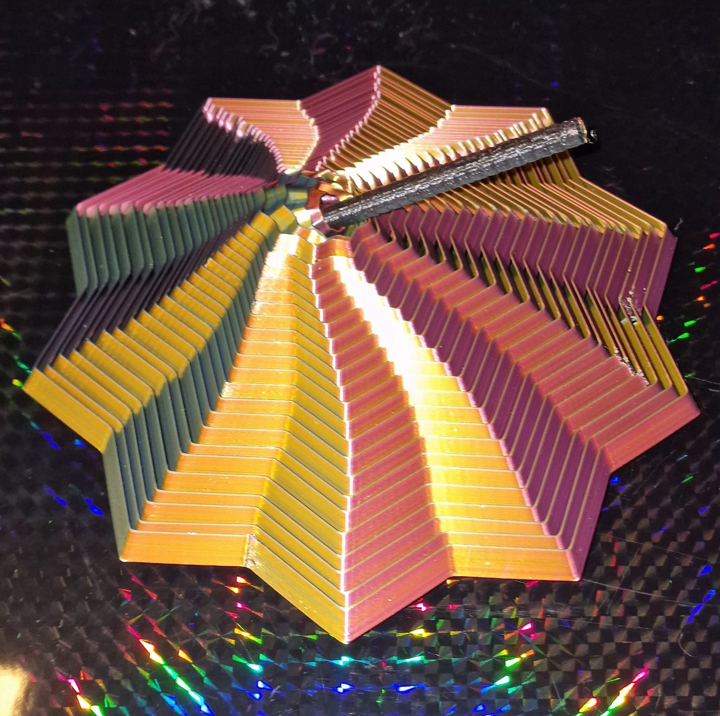 3D Printed 10-Pointed Sensory Fidget Toy with Handle – Quad Colour Silk PLA – Autism & ADHD Support