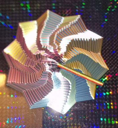 3D Printed 10-Pointed Sensory Fidget Toy with Handle – Quad Colour Silk PLA – Autism & ADHD Support