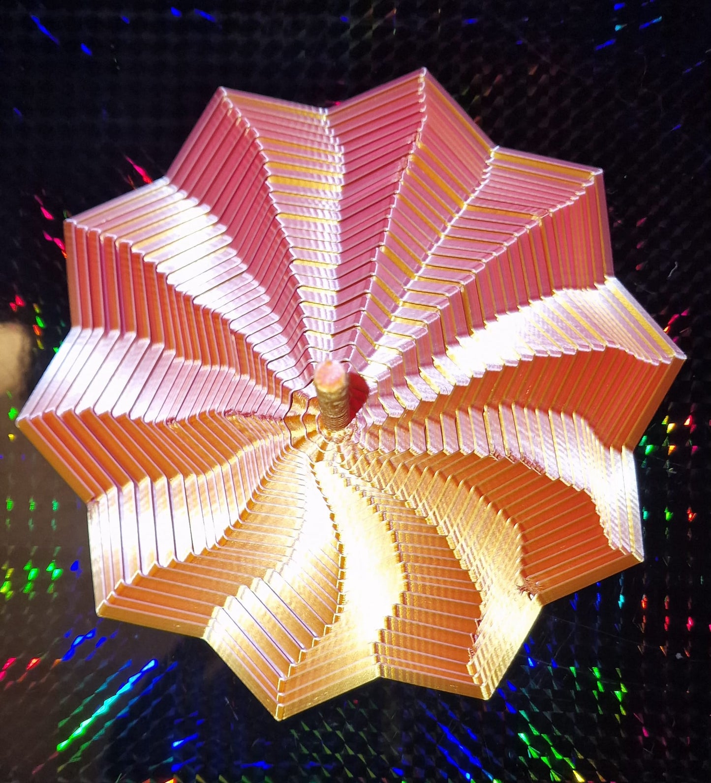 3D Printed 10-Pointed Sensory Fidget Toy with Handle – Quad Colour Silk PLA – Autism & ADHD Support