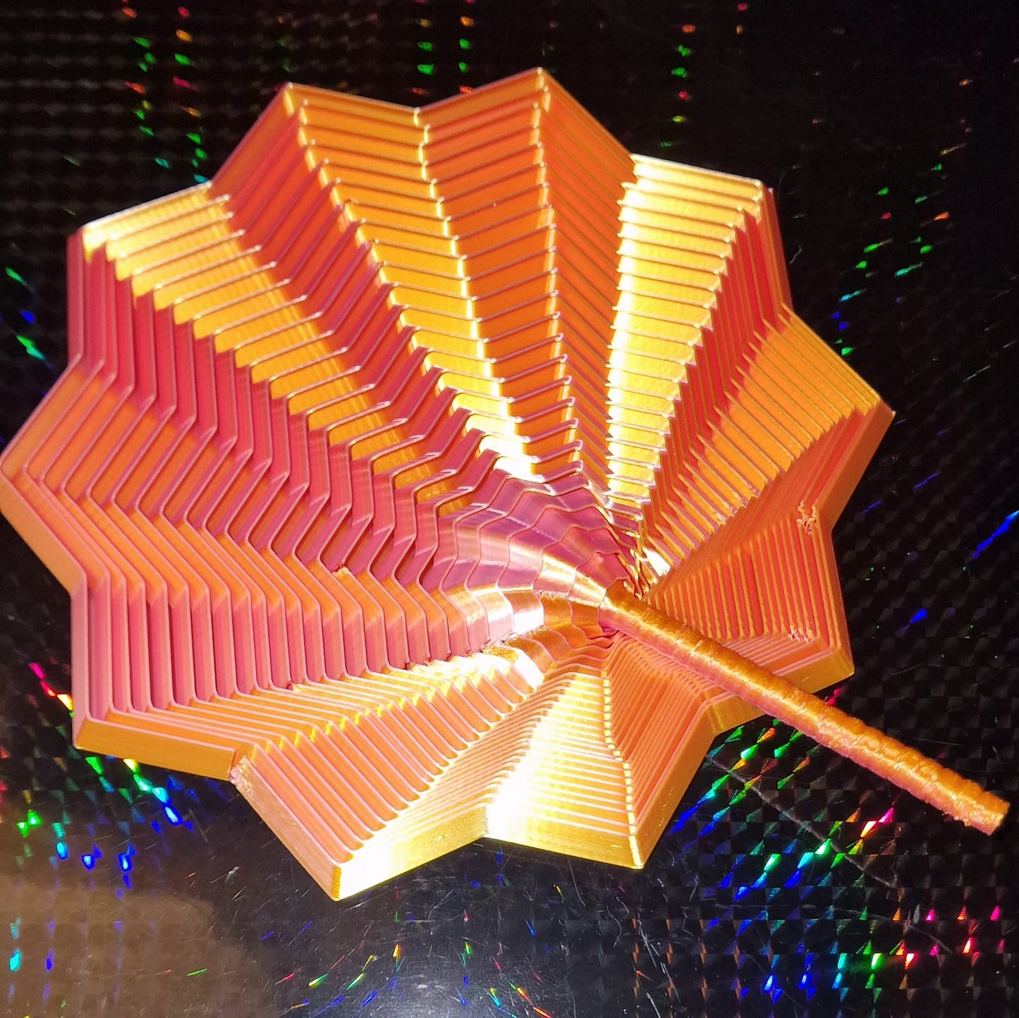 3D Printed 10-Pointed Sensory Fidget Toy with Handle – Quad Colour Silk PLA – Autism & ADHD Support