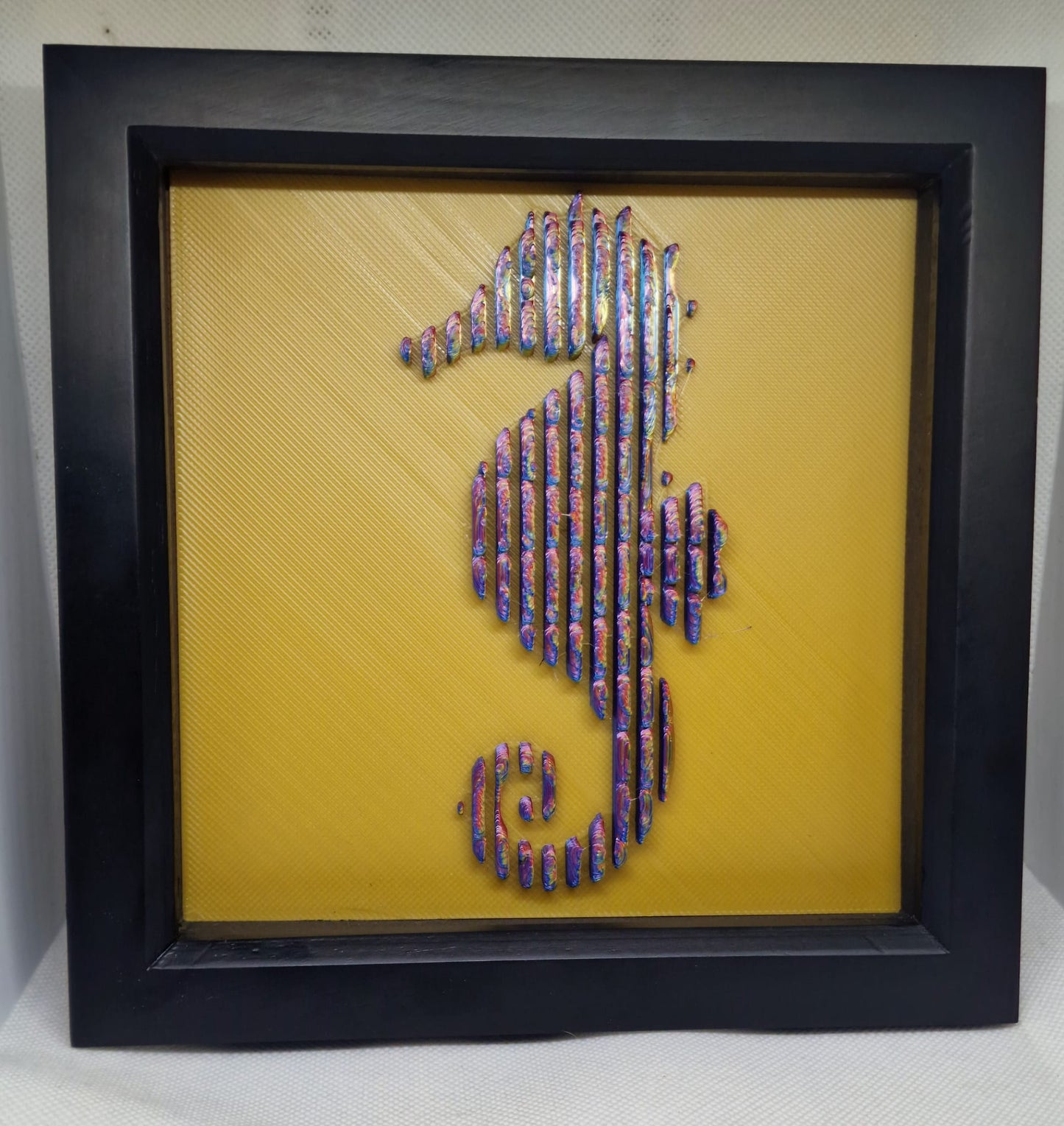 Vibrant 3D Quad Colour Seahorse – Castal Shadow Box Wall Art