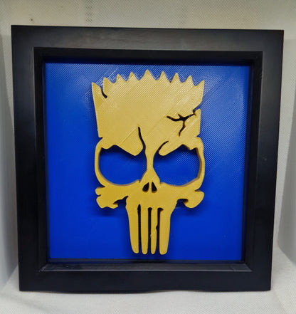 3D Printed Bart Simpson x Punisher Shadow Box | Pop Culture Wall Art Collectible