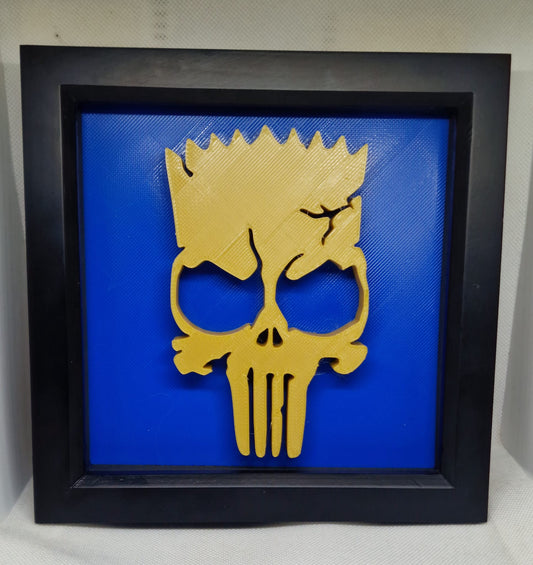 3D Printed Bart Simpson x Punisher Shadow Box | Pop Culture Wall Art Collectible