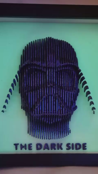3D Darth Vader Shadow Box – Duo Dark PLA + Glow-in-the-Dark “The Dark Side” Background – Star Wars Display