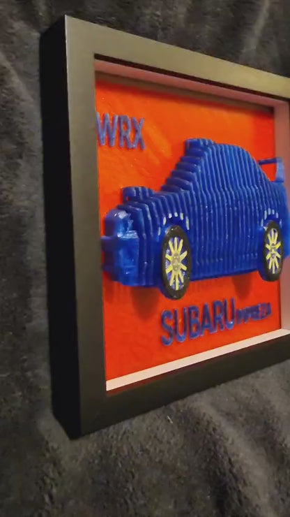 3D Printed Subaru Model in Shadow Box Frame – 20cm x 20cm